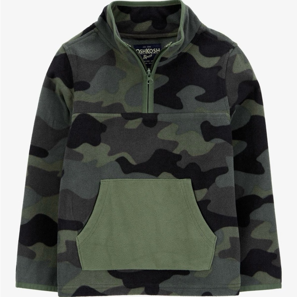 OshKosh B'gosh Kids Green Camo 1/4 Zip Fleece Pullover